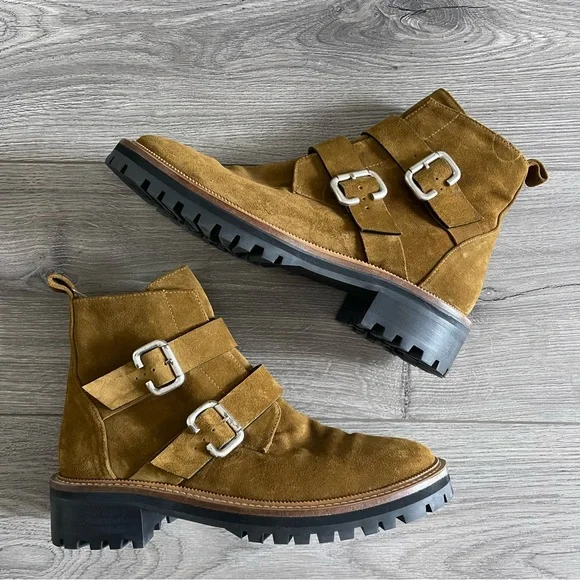 Freda Salvador Athena Suede Moto Boot Acorn Suede Size 7.5 - Picture 2 of 6